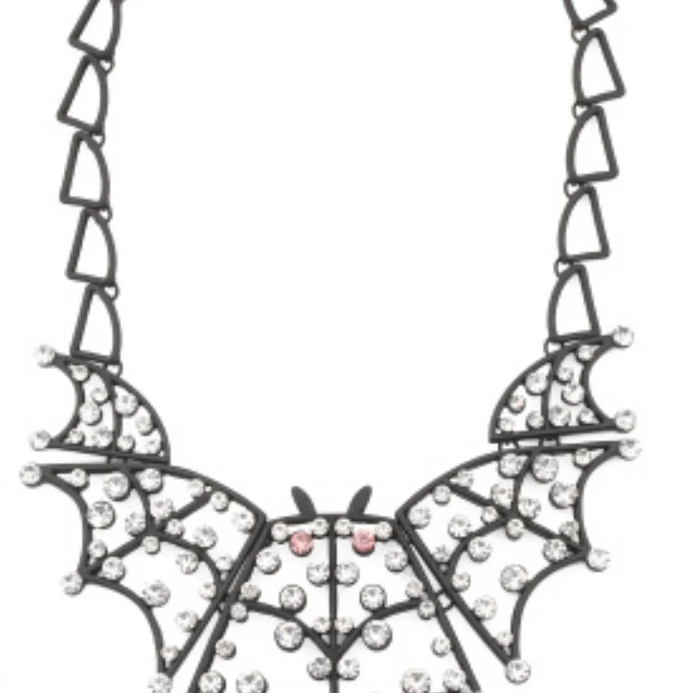 Betsey Johnson Black and rhinestone  Bat collars Necklace - Picture 3 of 4